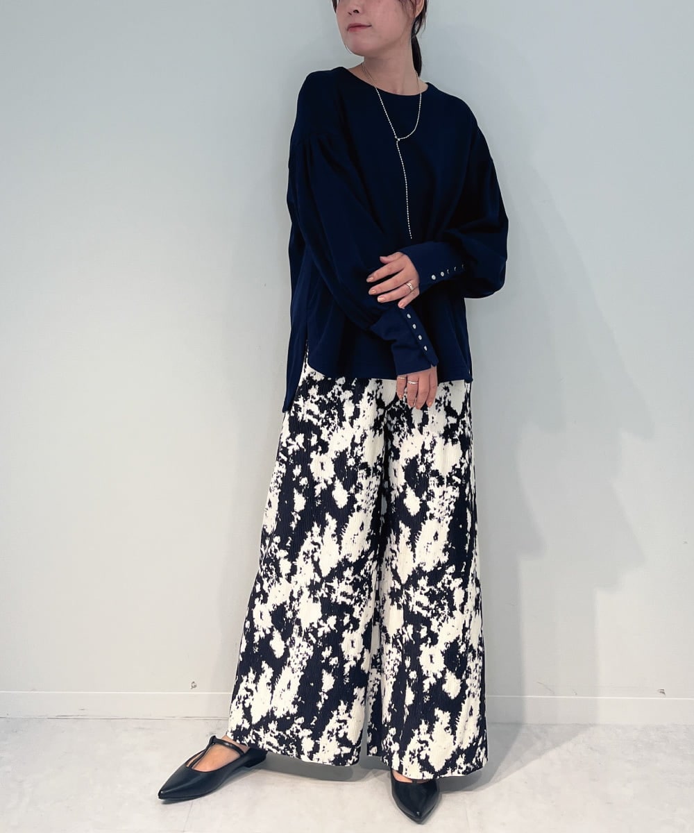 ZMLAE27110 al'aise modulation(アレーズモジュレーション) ニュアンス柄コーデュロイワイドパンツ ホワイト