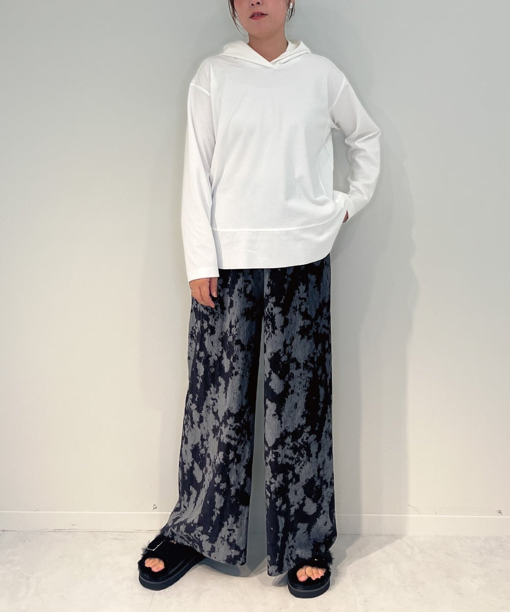 ZMLAE27110 al'aise modulation(アレーズモジュレーション) ニュアンス柄コーデュロイワイドパンツ ダークグレー