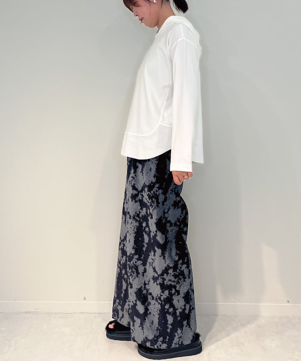 ZMLAE27110 al'aise modulation(アレーズモジュレーション) ニュアンス柄コーデュロイワイドパンツ ダークグレー