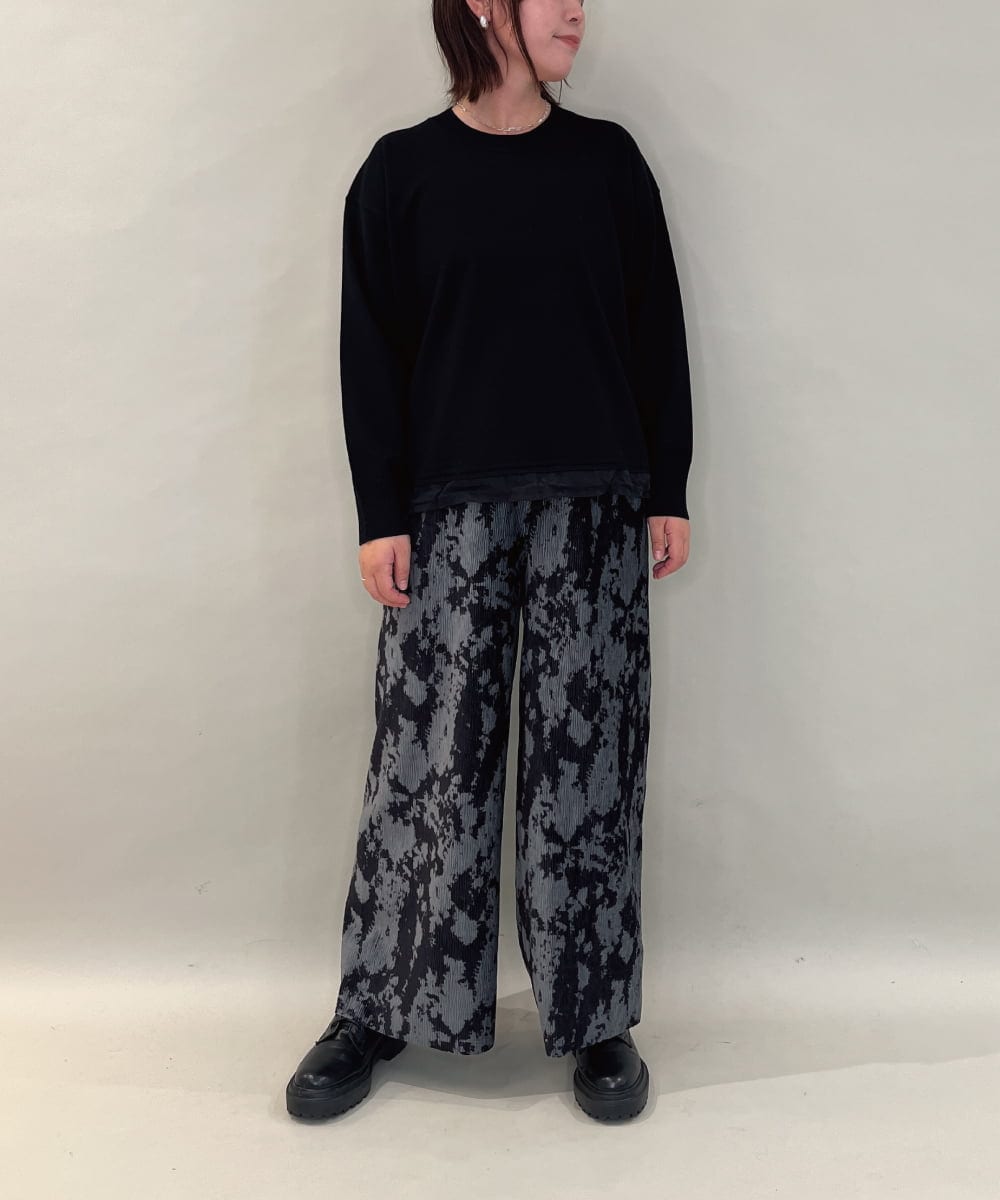 ZMLAE27110 al'aise modulation(アレーズモジュレーション) ニュアンス柄コーデュロイワイドパンツ ダークグレー