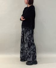 ZMLAE27110 al'aise modulation(アレーズモジュレーション) ニュアンス柄コーデュロイワイドパンツ ダークグレー