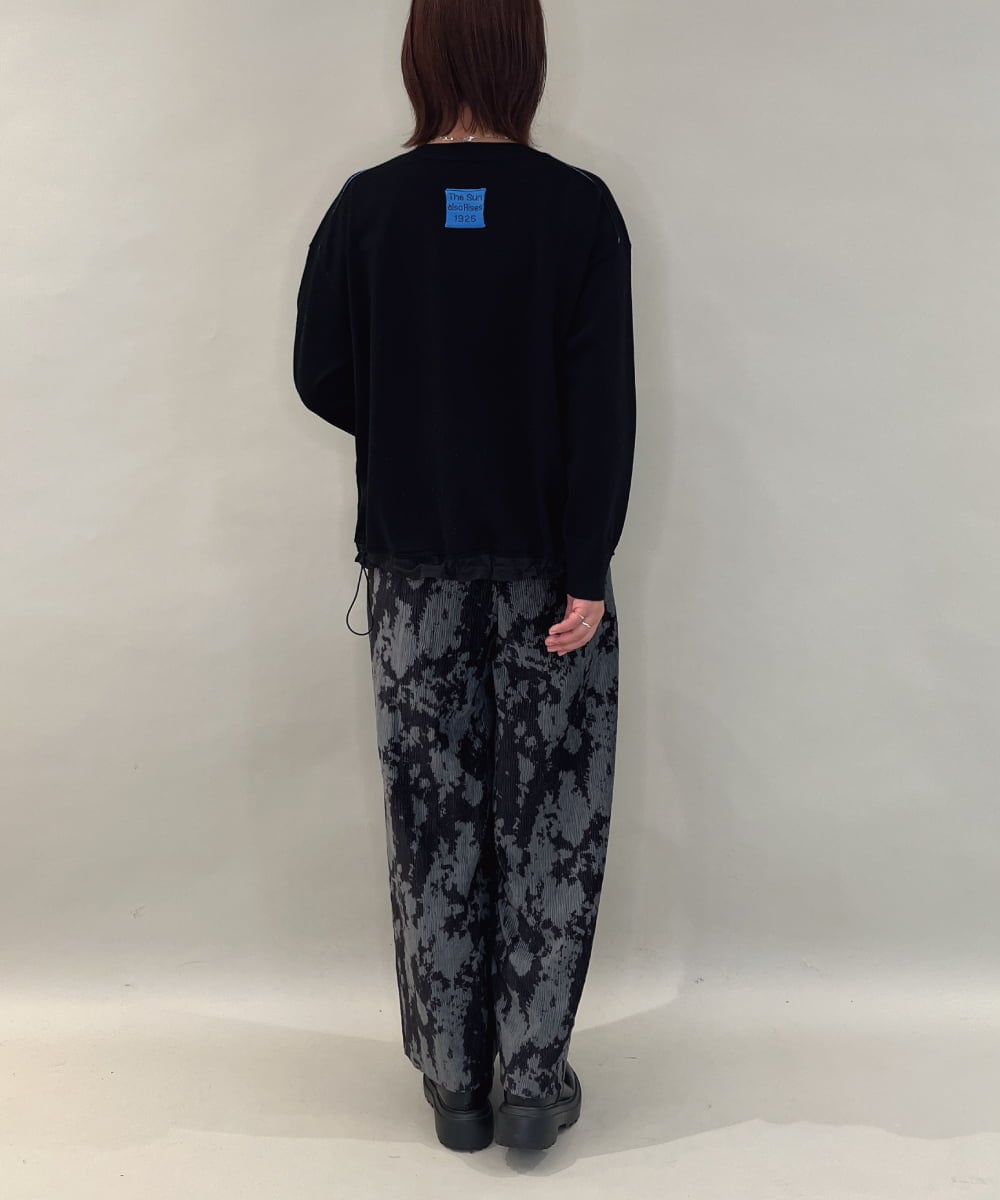 ZMLAE27110 al'aise modulation(アレーズモジュレーション) ニュアンス柄コーデュロイワイドパンツ ダークグレー