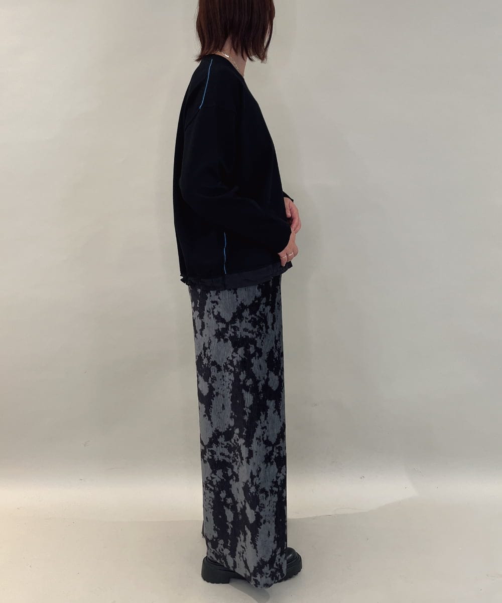 ZMLAE27110 al'aise modulation(アレーズモジュレーション) ニュアンス柄コーデュロイワイドパンツ ダークグレー