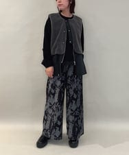 ZMLAE27110 al'aise modulation(アレーズモジュレーション) ニュアンス柄コーデュロイワイドパンツ ダークグレー