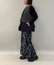 ZMLAE27110 al'aise modulation(アレーズモジュレーション) ニュアンス柄コーデュロイワイドパンツ ダークグレー