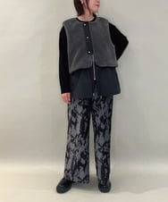 ZMLAE27110 al'aise modulation(アレーズモジュレーション) ニュアンス柄コーデュロイワイドパンツ ダークグレー