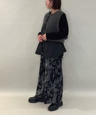 ZMLAE27110 al'aise modulation(アレーズモジュレーション) ニュアンス柄コーデュロイワイドパンツ ダークグレー