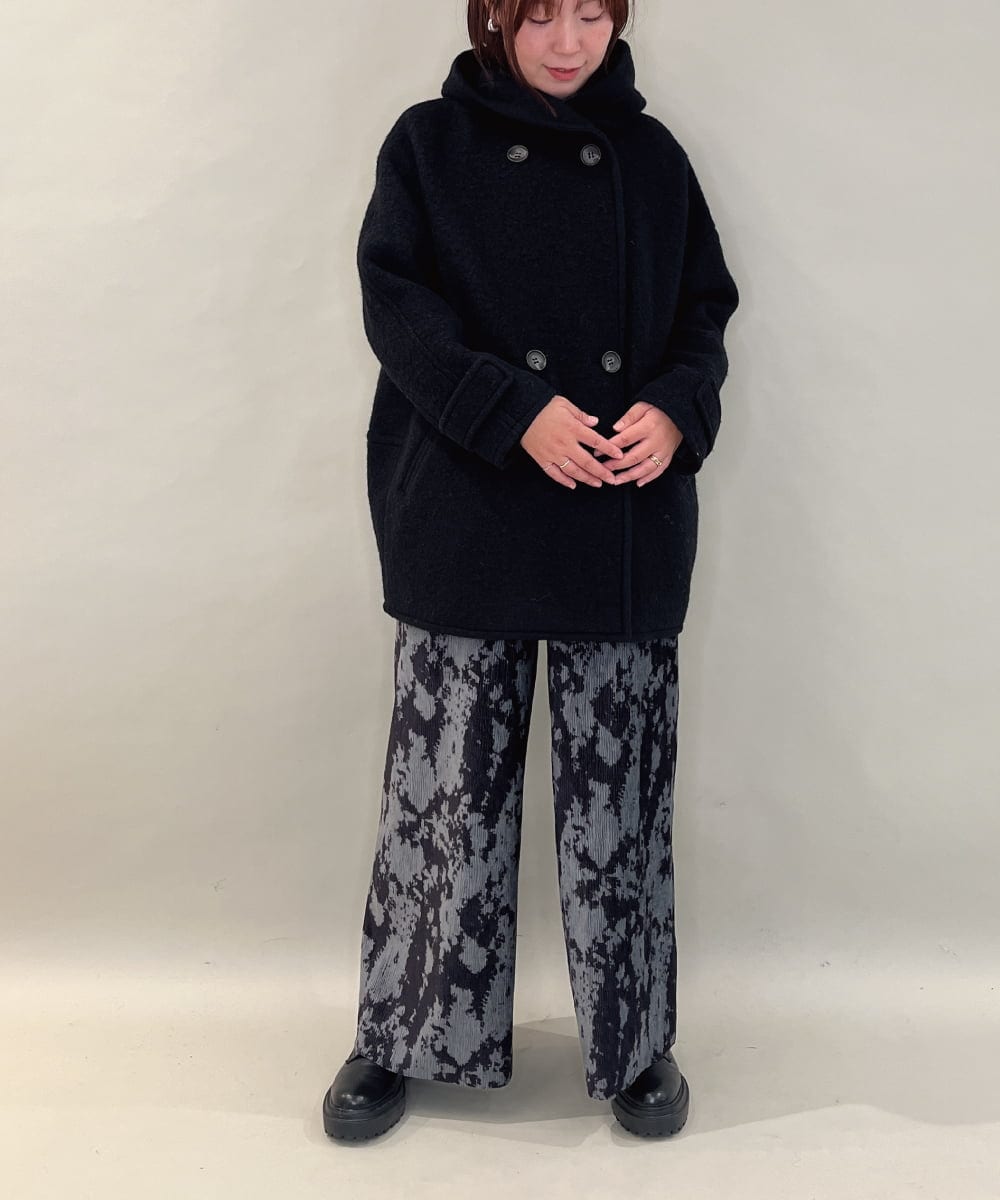 ZMLAE27110 al'aise modulation(アレーズモジュレーション) ニュアンス柄コーデュロイワイドパンツ ダークグレー