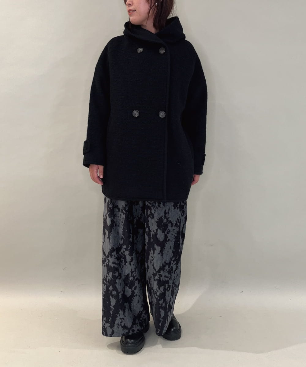 ZMLAE27110 al'aise modulation(アレーズモジュレーション) ニュアンス柄コーデュロイワイドパンツ ダークグレー