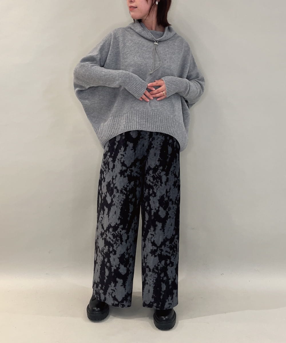 ZMLAE27110 al'aise modulation(アレーズモジュレーション) ニュアンス柄コーデュロイワイドパンツ ダークグレー