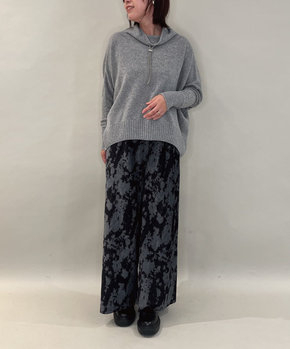 ZMLAE27110 al'aise modulation(アレーズモジュレーション) ニュアンス柄コーデュロイワイドパンツ ダークグレー