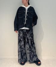 ZMLAE27110 al'aise modulation(アレーズモジュレーション) ニュアンス柄コーデュロイワイドパンツ ダークグレー