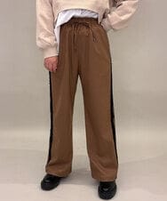 ZMLAE28169 al'aise modulation(アレーズモジュレーション) 【洗える】サイドフリンジデザインワイドパンツ ベージュ