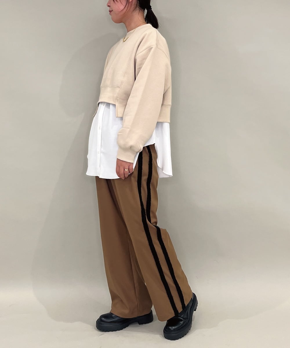 ZMLAE28169 al'aise modulation(アレーズモジュレーション) 【洗える】サイドフリンジデザインワイドパンツ ベージュ