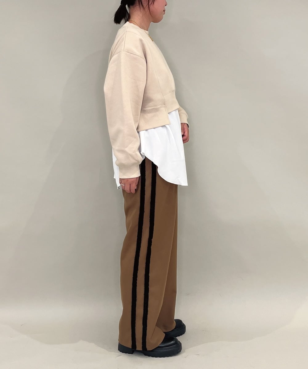 ZMLAE28169 al'aise modulation(アレーズモジュレーション) 【洗える】サイドフリンジデザインワイドパンツ ベージュ