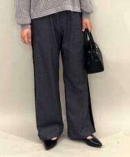 ZMLAE28169 al'aise modulation(アレーズモジュレーション) 【洗える】サイドフリンジデザインワイドパンツ ダークグレー