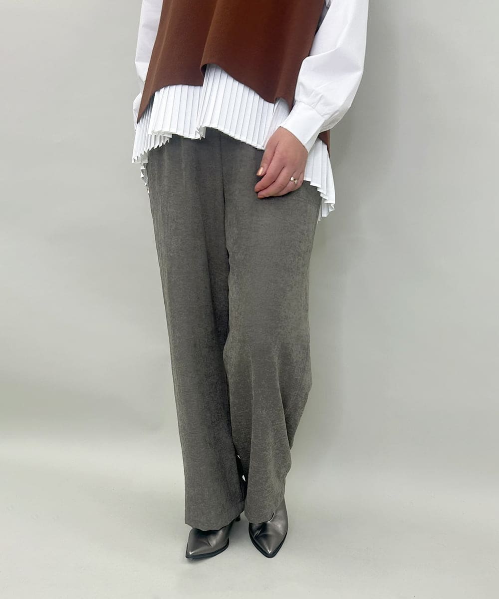 ZMLAE30120 al'aise modulation(アレーズモジュレーション) ドロストギャザーデザインワイドパンツ カーキ