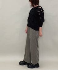 ZMLAE30120 al'aise modulation(アレーズモジュレーション) ドロストギャザーデザインワイドパンツ カーキ