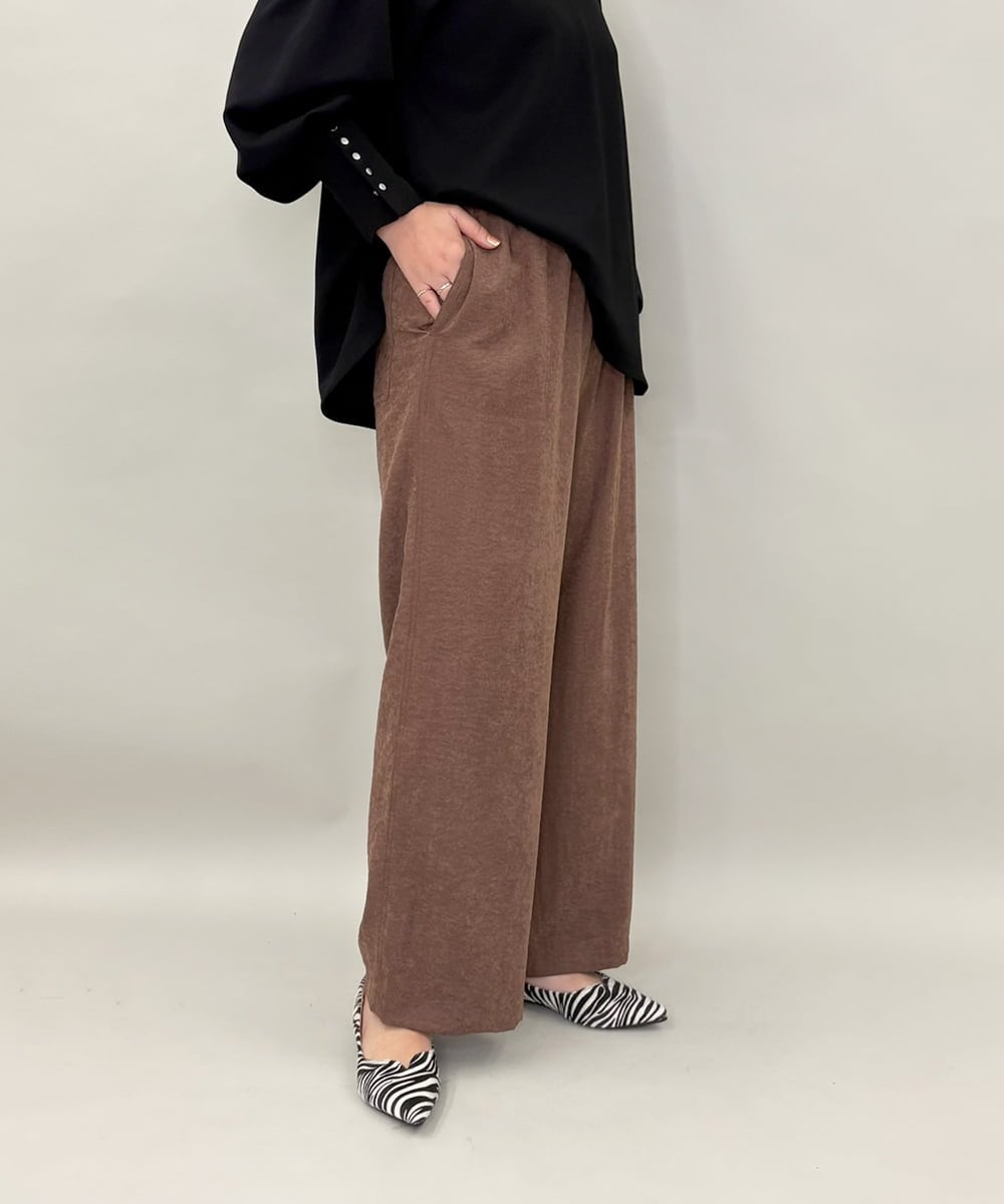 ZMLAE30120 al'aise modulation(アレーズモジュレーション) ドロストギャザーデザインワイドパンツ ブラウン