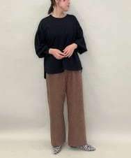 ZMLAE30120 al'aise modulation(アレーズモジュレーション) ドロストギャザーデザインワイドパンツ ブラウン