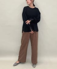 ZMLAE30120 al'aise modulation(アレーズモジュレーション) ドロストギャザーデザインワイドパンツ ブラウン