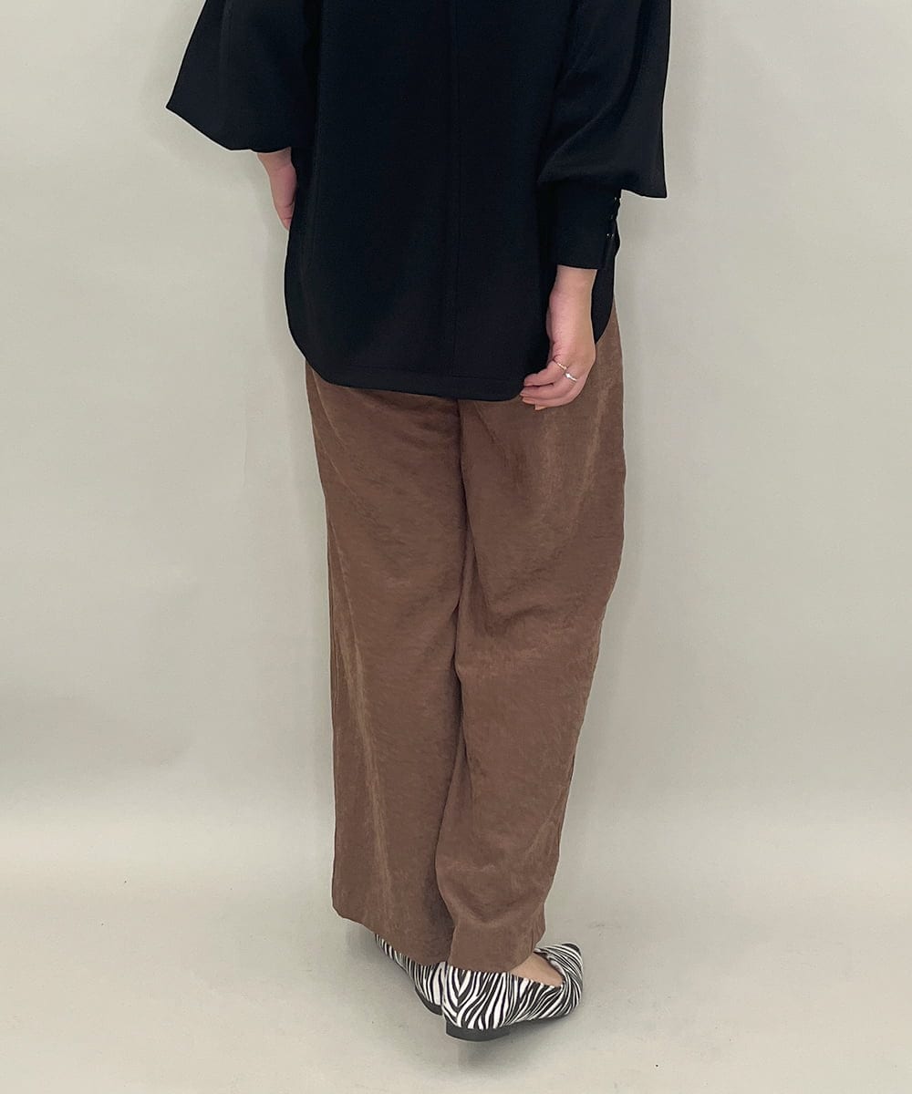 ZMLAE30120 al'aise modulation(アレーズモジュレーション) ドロストギャザーデザインワイドパンツ ブラウン