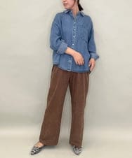 ZMLAE30120 al'aise modulation(アレーズモジュレーション) ドロストギャザーデザインワイドパンツ ブラウン