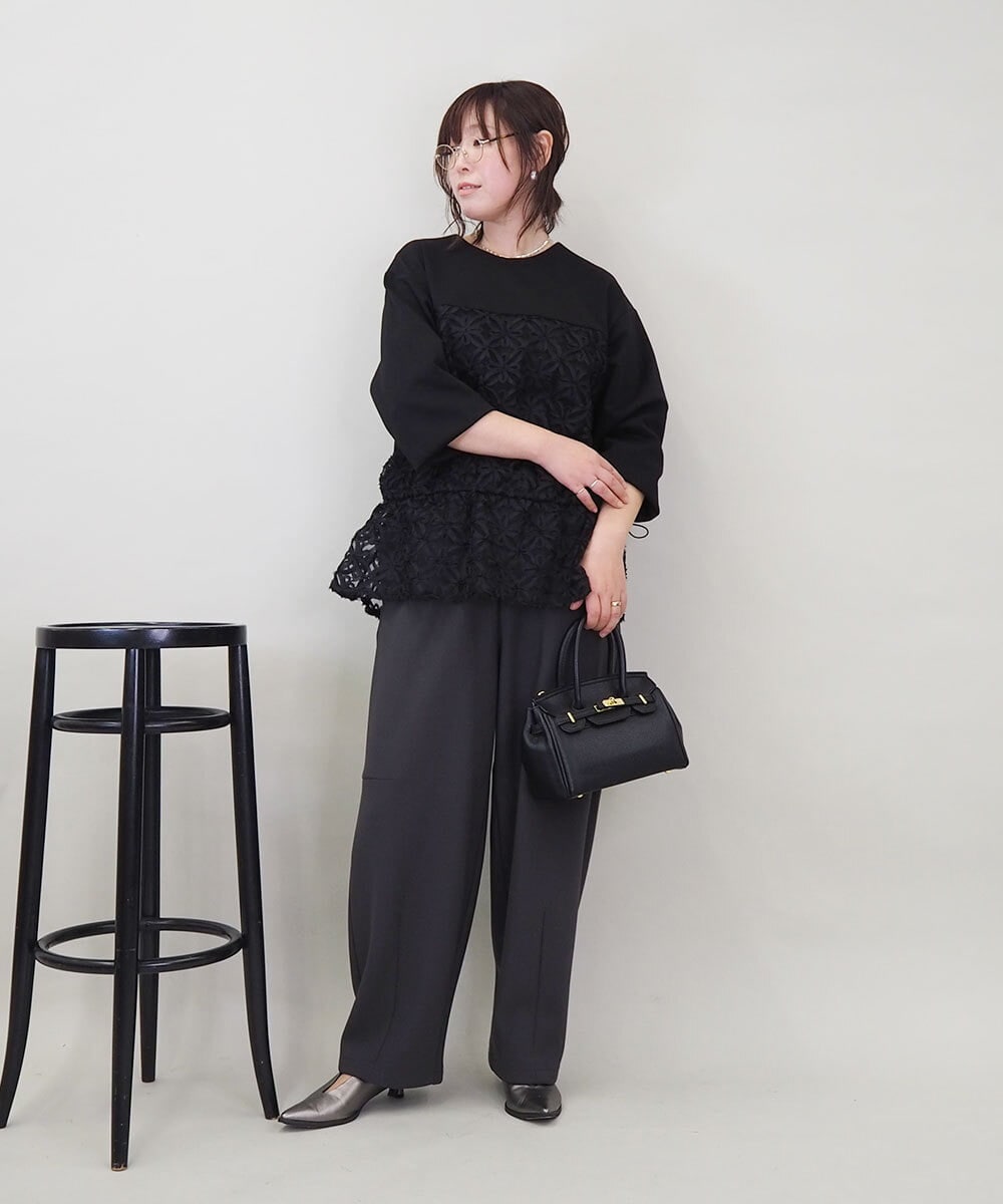 ZMLAE33140 al'aise modulation(アレーズモジュレーション) コクーンシルエットイージーパンツ ダークグレー