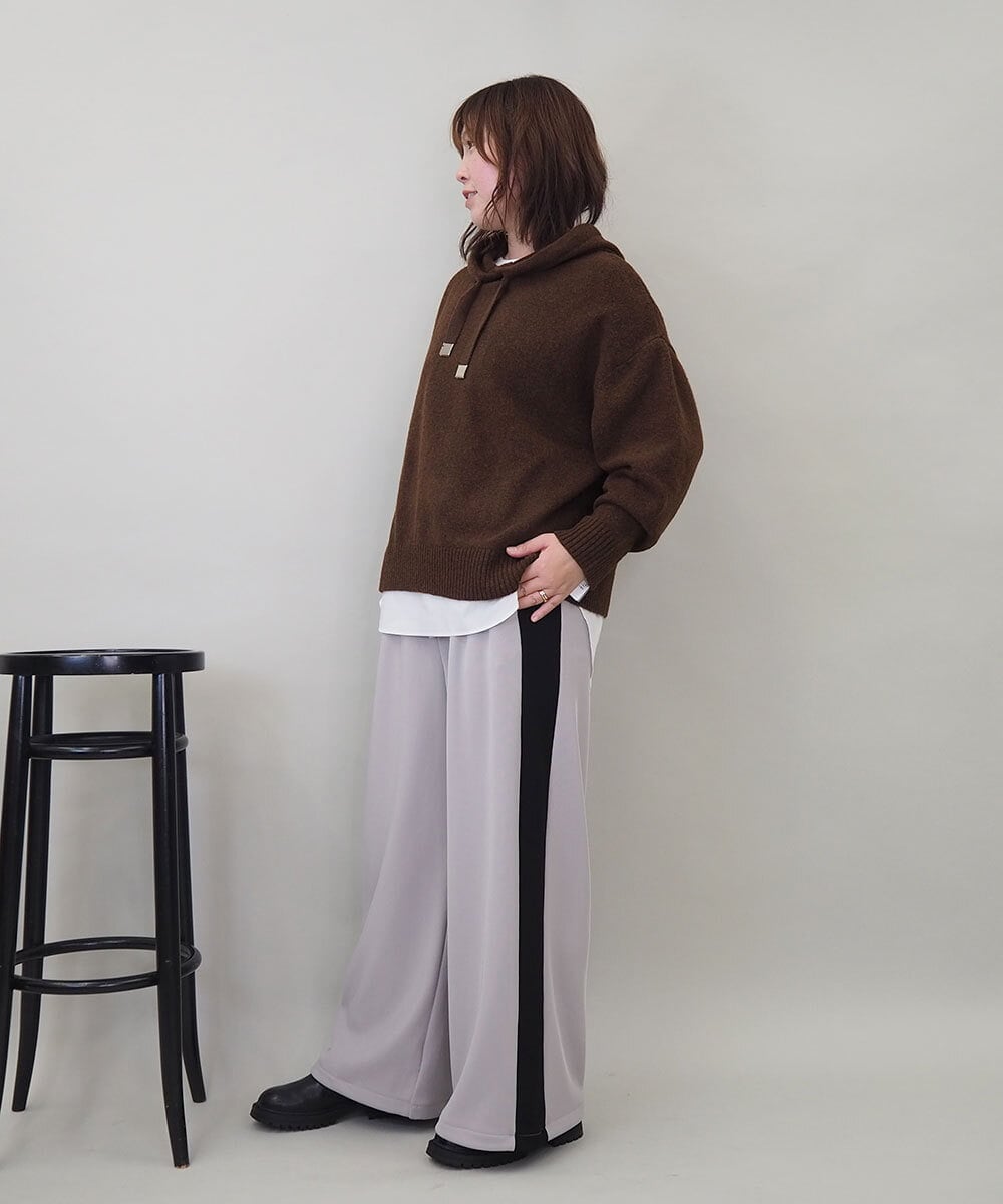 ZMLAE34150 al'aise modulation(アレーズモジュレーション) サイドラインワイドイージーパンツ ベージュ