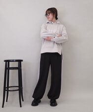 ZMLAE34150 al'aise modulation(アレーズモジュレーション) サイドラインワイドイージーパンツ ダークグレー