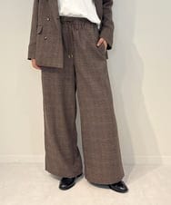 ZMLAE35100 al'aise modulation(アレーズモジュレーション) 【セットアップ対応・洗える】ウエストゴムチェック柄ワイドパンツ ブラウン