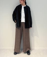 ZMLAE35100 al'aise modulation(アレーズモジュレーション) 【セットアップ対応・洗える】ウエストゴムチェック柄ワイドパンツ ブラウン