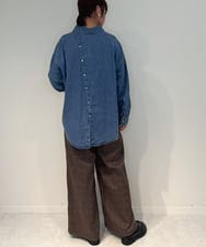 ZMLAE35100 al'aise modulation(アレーズモジュレーション) 【セットアップ対応・洗える】ウエストゴムチェック柄ワイドパンツ ブラウン