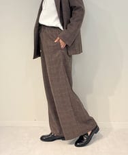 ZMLAE35100 al'aise modulation(アレーズモジュレーション) 【セットアップ対応・洗える】ウエストゴムチェック柄ワイドパンツ ブラウン