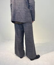 ZMLAE35100 al'aise modulation(アレーズモジュレーション) 【セットアップ対応・洗える】ウエストゴムチェック柄ワイドパンツ ダークグレー