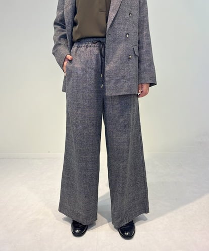 ZMLAE35100 al'aise modulation 【セットアップ対応・洗える】ウエストゴムチェック柄ワイドパンツ