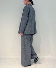 ZMLAE35100 al'aise modulation(アレーズモジュレーション) 【セットアップ対応・洗える】ウエストゴムチェック柄ワイドパンツ ダークグレー