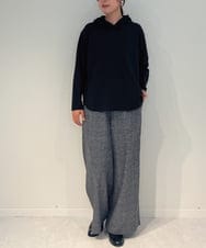 ZMLAE35100 al'aise modulation(アレーズモジュレーション) 【セットアップ対応・洗える】ウエストゴムチェック柄ワイドパンツ ダークグレー