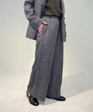ZMLAE35100 al'aise modulation(アレーズモジュレーション) 【セットアップ対応・洗える】ウエストゴムチェック柄ワイドパンツ ダークグレー