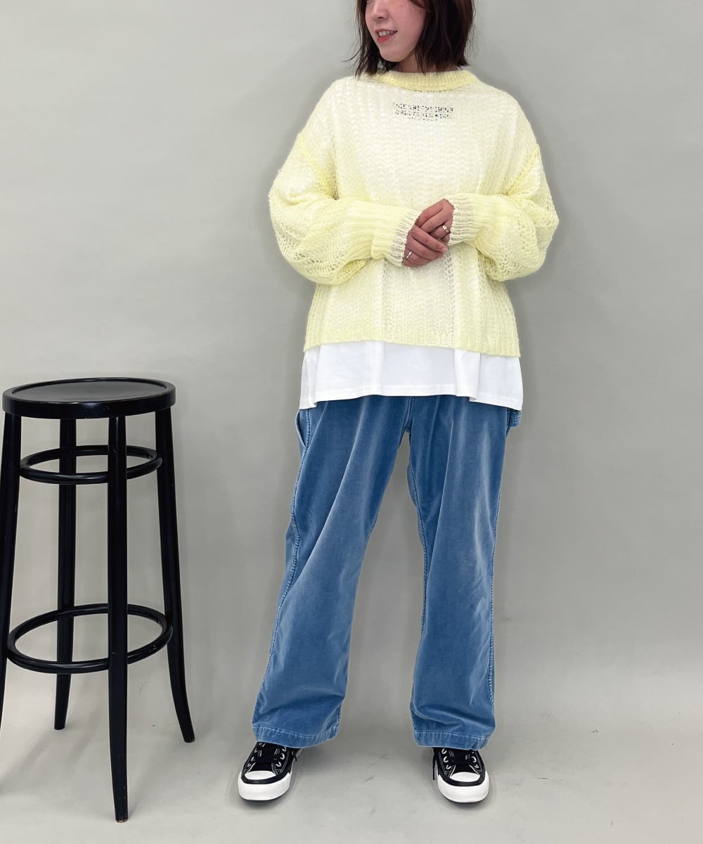 ZMLAE36190 al'aise modulation(アレーズモジュレーション) デニムカラーワークデザインパンツ ライトブルー