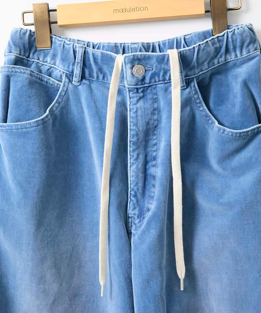 ZMLAE36190 al'aise modulation(アレーズモジュレーション) デニムカラーワークデザインパンツ ライトブルー