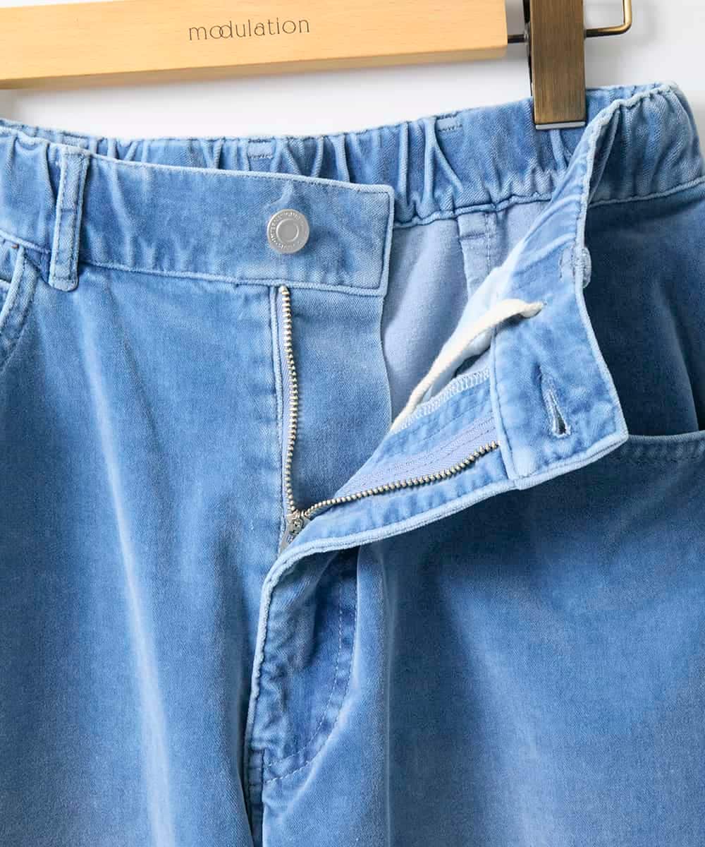 ZMLAE36190 al'aise modulation(アレーズモジュレーション) デニムカラーワークデザインパンツ ライトブルー