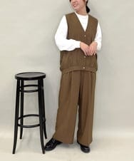 ZMLAE38160 al'aise modulation(アレーズモジュレーション) 【セットアップ対応】ツータックデザインワイドパンツ ブラウン