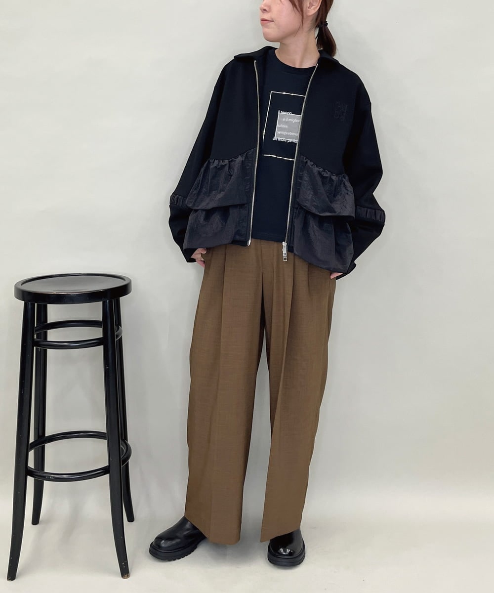 ZMLAE38160 al'aise modulation(アレーズモジュレーション) 【セットアップ対応】ツータックデザインワイドパンツ ブラウン