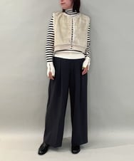 ZMLAE38160 al'aise modulation(アレーズモジュレーション) 【セットアップ対応】ツータックデザインワイドパンツ ダークグレー