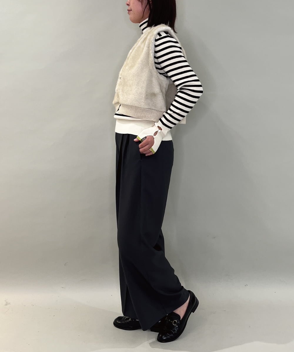 ZMLAE38160 al'aise modulation(アレーズモジュレーション) 【セットアップ対応】ツータックデザインワイドパンツ ダークグレー