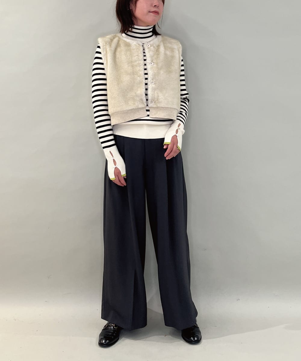 ZMLAE38160 al'aise modulation(アレーズモジュレーション) 【セットアップ対応】ツータックデザインワイドパンツ ダークグレー