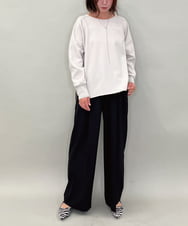 ZMLAE38160 al'aise modulation(アレーズモジュレーション) 【セットアップ対応】ツータックデザインワイドパンツ ブラック