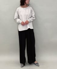 ZMLAE38160 al'aise modulation(アレーズモジュレーション) 【セットアップ対応】ツータックデザインワイドパンツ ブラック