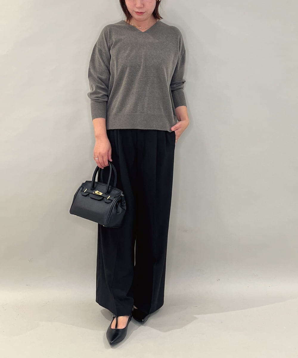 ZMLAE38160 al'aise modulation(アレーズモジュレーション) 【セットアップ対応】ツータックデザインワイドパンツ ブラック